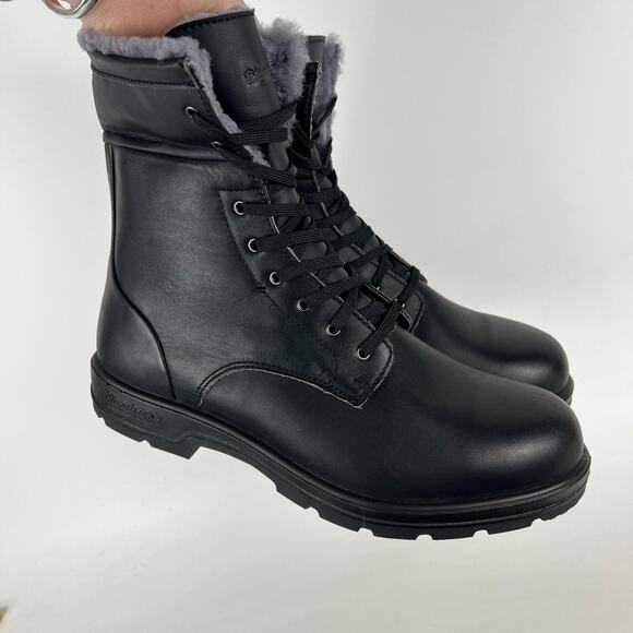 Blundstone 1465 Men's 11 Triple Black Leather Lace Up Ankle Winter Thermal Boots - Picture 10 of 12